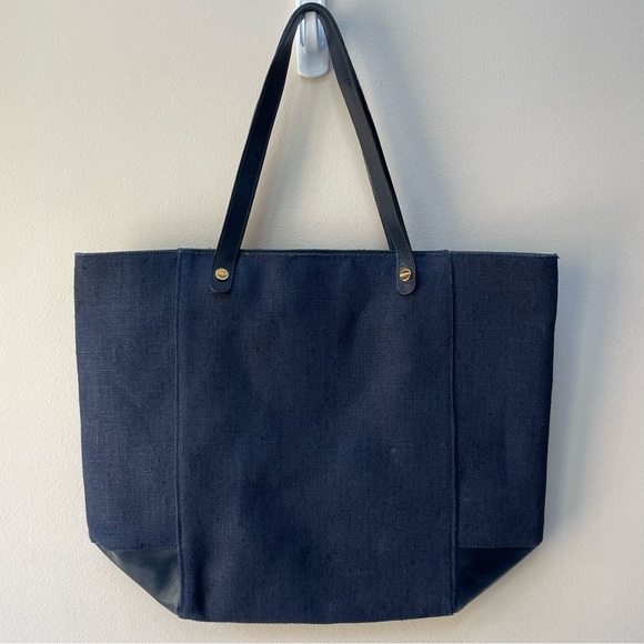 VTG Salvatore Ferragamo Firenze 8 Navy Blue Denim Leather Tote Shoulder Bag - Picture 2 of 14